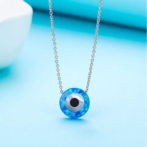 💥LAST ONE💥 DAINTY FIRE OPAL EVIL EYE .925 STERLING SILVER DELICATE CHAIN